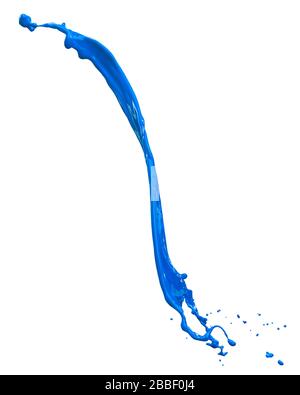 splendido spruzzi di vernice blu isolato su sfondo bianco Foto Stock