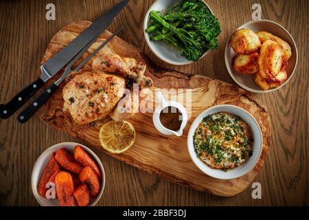 arrosto di manzo di pollo pasto agnello Foto Stock