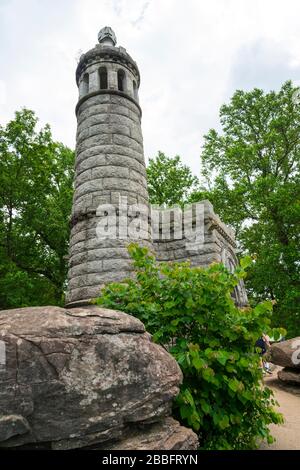 Monumento di fanteria 44th statua a Gettysburg National Civil War Battlefield Military Park Pennsylvania PA Foto Stock