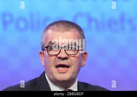 Martin Hewitt è presidente del Consiglio dei capi di polizia nazionale e ha parlato alla loro conferenza nel febbraio 2020. Foto Stock