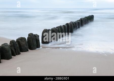 Spiaggia di Mrzeżyno, West Pomerania voivodato, Polonia Foto Stock