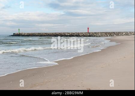 Spiaggia di Mrzeżyno, West Pomerania voivodato, Polonia Foto Stock