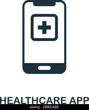 Icona dell'app per il settore sanitario. Elemento semplice della raccolta digitale di prodotti sanitari. Icona dell'app di assistenza sanitaria compilata per modelli, infografiche e altro ancora Illustrazione Vettoriale