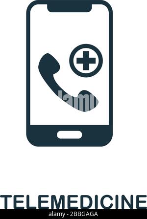 Icona Telemedicine. Elemento semplice della raccolta digitale di prodotti sanitari. Icona piena di telemedicina per modelli, infografiche e altro ancora Illustrazione Vettoriale