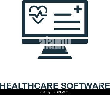 Icona Software sanitario. Elemento semplice della raccolta digitale di prodotti sanitari. Icona del software per la sanità compilato per modelli, infografiche e altro ancora Illustrazione Vettoriale