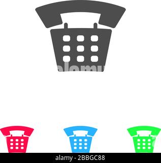 Icona del vecchio telefono piatta. Pittogramma di colore su sfondo bianco. Simbolo di illustrazione vettoriale e icone bonus Illustrazione Vettoriale