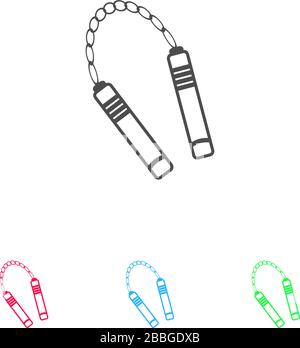 Icona dell'arma Nunchaku piatta. Pittogramma di colore su sfondo bianco. Simbolo di illustrazione vettoriale e icone bonus Illustrazione Vettoriale