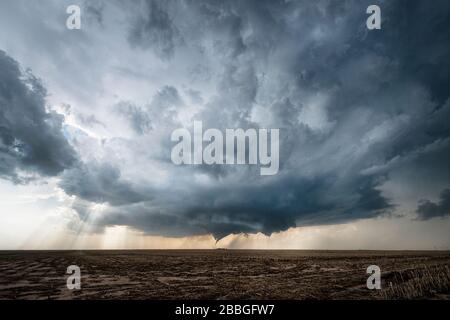 Tornado che si forma su un campo a Dodge City Kansas Stati Uniti Foto Stock