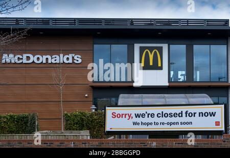 McDonalds a Northwich ha chiuso per lo scoppio di Covid 19, Northwich, Cheshire, Inghilterra, Regno Unito Foto Stock