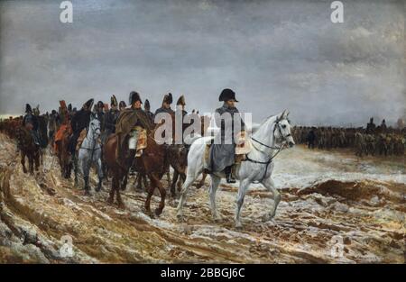 Pittura '1814. Campagne de France' del pittore classicista francese Ernest Meissonier (1864) in mostra nel Musée d'Orsay a Parigi, Francia. Foto Stock