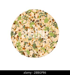 Pane fresco biologico ottenuto da semi secchi di lino, zucca, sesamo e girasole isolati su bianco. Illustrazione del vettore Illustrazione Vettoriale