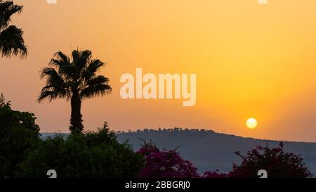 Tramonto sul mare di Galilea dalle alture del Golan, Israele, Medio Oriente. Foto Stock