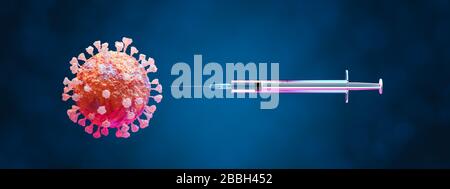 Coronavirus 2019-nCov romanzo coronavirus focolaio di fondo. Vista microscopica delle cellule flottanti del virus dell'influenza. Figura 3D. Foto Stock