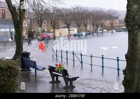 Glasgow, Scozia / Regno Unito - Febbraio 15th 2020: Inondazioni durante la tempesta Ciara Foto Stock