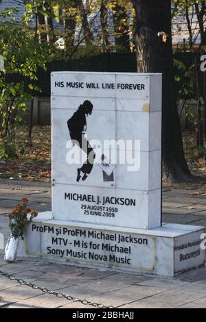 Monumento commemorativo di Michael Jackson a Bucarest, Romania Foto Stock