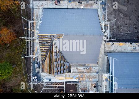 Glasgow, Scotland / UK - Novembre 3rd 2019: Svuotamento del sito di costruzione tutti i lavori sono stati interrotti Foto Stock