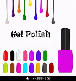 Fasi di applicazione dello smalto per unghie. Dito femminile con manicure. Illustrazione del vettore Illustrazione Vettoriale