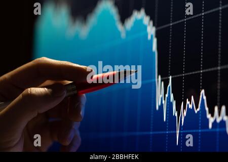 Sfondo del grafico dei dati di borsa della schermata Business Foto Stock