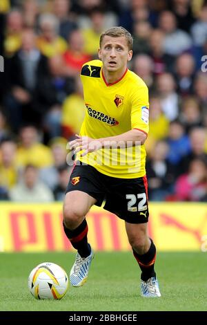 Almen Abdi di Watford durante la partita del campionato di calcio npower su Vicarage Road. Foto Stock