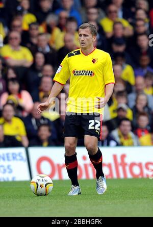 Almen Abdi di Watford durante la partita del campionato di calcio npower su Vicarage Road. Foto Stock