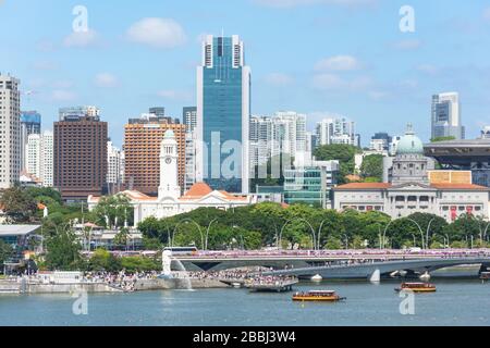 Il quartiere Civico da Marina Bay Sands, Singapore Island (Pulau Ujong), Singapore Foto Stock