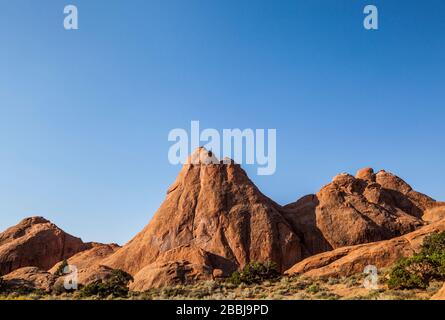 Pinne di arenaria nell'Arches National Park, Utah, Stati Uniti. Foto Stock