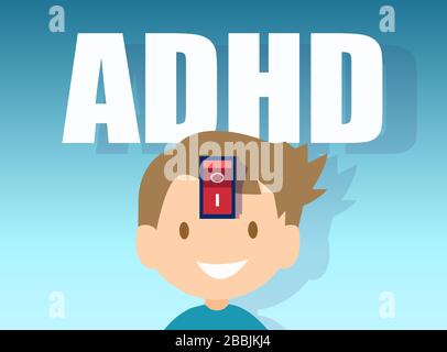 Vettore di un ragazzino con ADHD Illustrazione Vettoriale