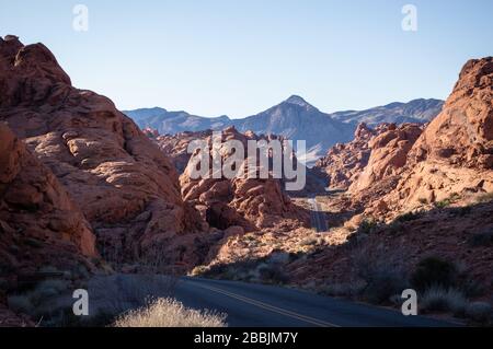 Una scena dal Valley of Fires State Park fuori Las Vegas. Foto Stock