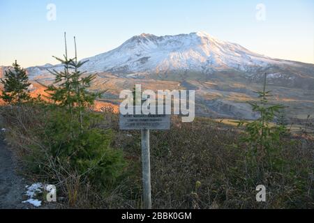 Escursioni a piedi nella regione del Monte Margaret lungo l'Harry's Ridge Trail, il Mt St Helens National Volcanic Monument, Washington state, USA. Foto Stock