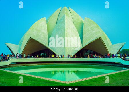 Il Tempio del Loto, situato a Delhi, India, Foto Stock