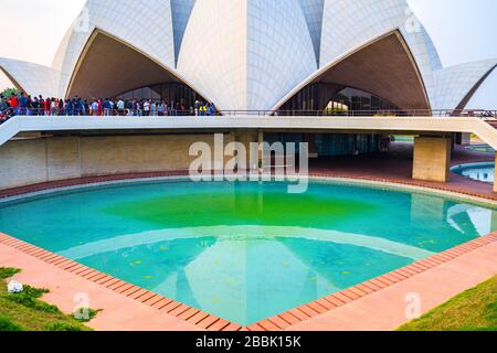 Il Tempio del Loto, situato a Delhi, India, Foto Stock