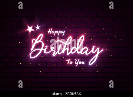 Testo colorato Happy Birthday Greeting. Bellezza buon compleanno con testo scritto a mano lettering. Design vettoriale creativo ed elegante Illustrazione Vettoriale