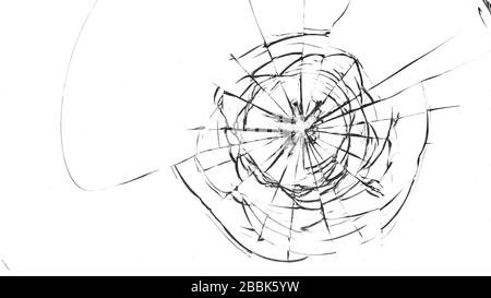 Buchi da sfere in vetro su uno sfondo bianco Foto Stock