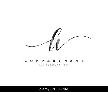 LV lettera iniziale logo calligrafia vettore modello disegnato a mano, logo per la bellezza, cosmetici, matrimoni, moda e business Illustrazione Vettoriale