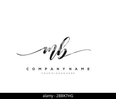 MB lettera iniziale Logo di scrittura a mano vettore modello disegnato a mano, logo per la bellezza, cosmetici, matrimoni, moda e business Illustrazione Vettoriale