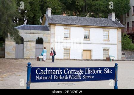 CADMAN's Cottage Historic Site, The Rocks District, Sydney, nuovo Galles del Sud, Australia Foto Stock