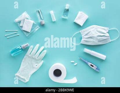 Coronavirus ( covid-19 ) apparecchiature di prevenzione.forniture mediche.virus focolaio situation.body Health care.washing e pulizia della vostra hand.protect yourse Foto Stock