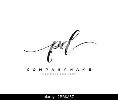 PD lettera iniziale Logo di scrittura a mano disegnato vettore modello, logo per la bellezza, cosmetici, matrimoni, moda e business Illustrazione Vettoriale