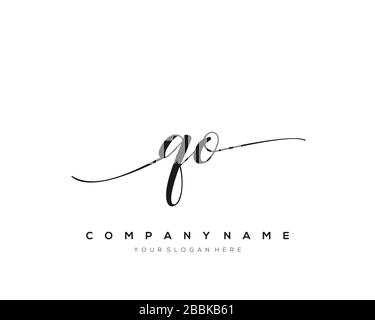 QO lettera iniziale logo calligrafia vettore modello disegnato a mano, logo per la bellezza, cosmetici, matrimoni, moda e business Illustrazione Vettoriale