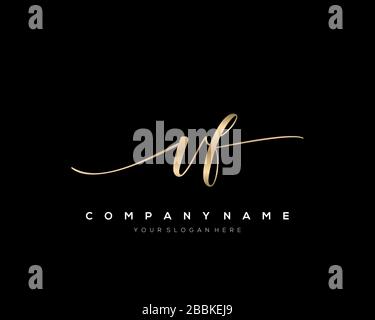 VF lettera iniziale logo lettera disegnato a mano vettore modello, logo per bellezza, cosmetici, matrimoni, moda e business Illustrazione Vettoriale