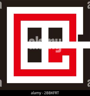 lettera astratta ge square geometric windows vettore logo Illustrazione Vettoriale