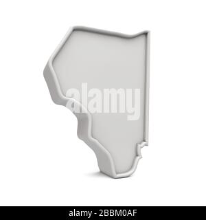 Stato Americano dell'Illinois, semplice mappa 3D in grigio bianco. Rendering 3D Foto Stock