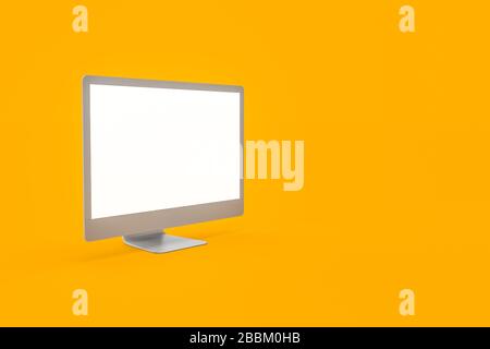 rendering 3d, visualizzazione del set di computer con schermo del monitor vuoto modello di simulazione su sfondo arancione. Foto Stock