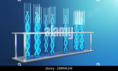 3D Illustrazione molecola di DNA, la sua struttura. Concetto genoma umano. Molecola di DNA con geni modificati. Illustrazione concettuale di una molecola di dna all'interno Foto Stock