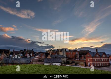 Tramonto dal monte di Towcester Inghilterra Foto Stock