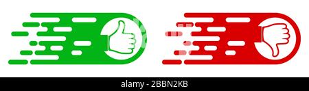 Come e antipatia icone astratte. Illustrazione del vettore. Icone di pollice su e pollice giù isolate. Illustrazione Vettoriale