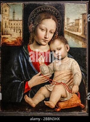 Italia Lombardia Milano Museo Poldi Pezzoli - Ambrogio da Fossano chiamato Bergognone. Madonna e bambino Foto Stock