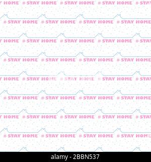 Soggiorno a casa - auto isolamento per prevenire la diffusione di coronavirus. Sequenza di quarantena del testo senza giunture. Illustrazione Vettoriale