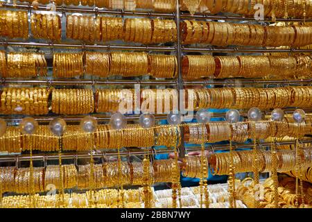 Il Souk dell'Oro, la città vecchia, Dubai. Foto Stock