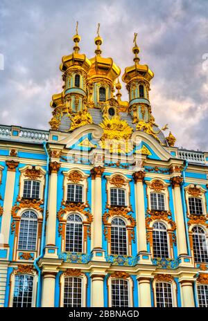 Chiesa della Resurrezione al Palazzo di Caterina a Pushkin vicino San Pietroburgo, Russia Foto Stock